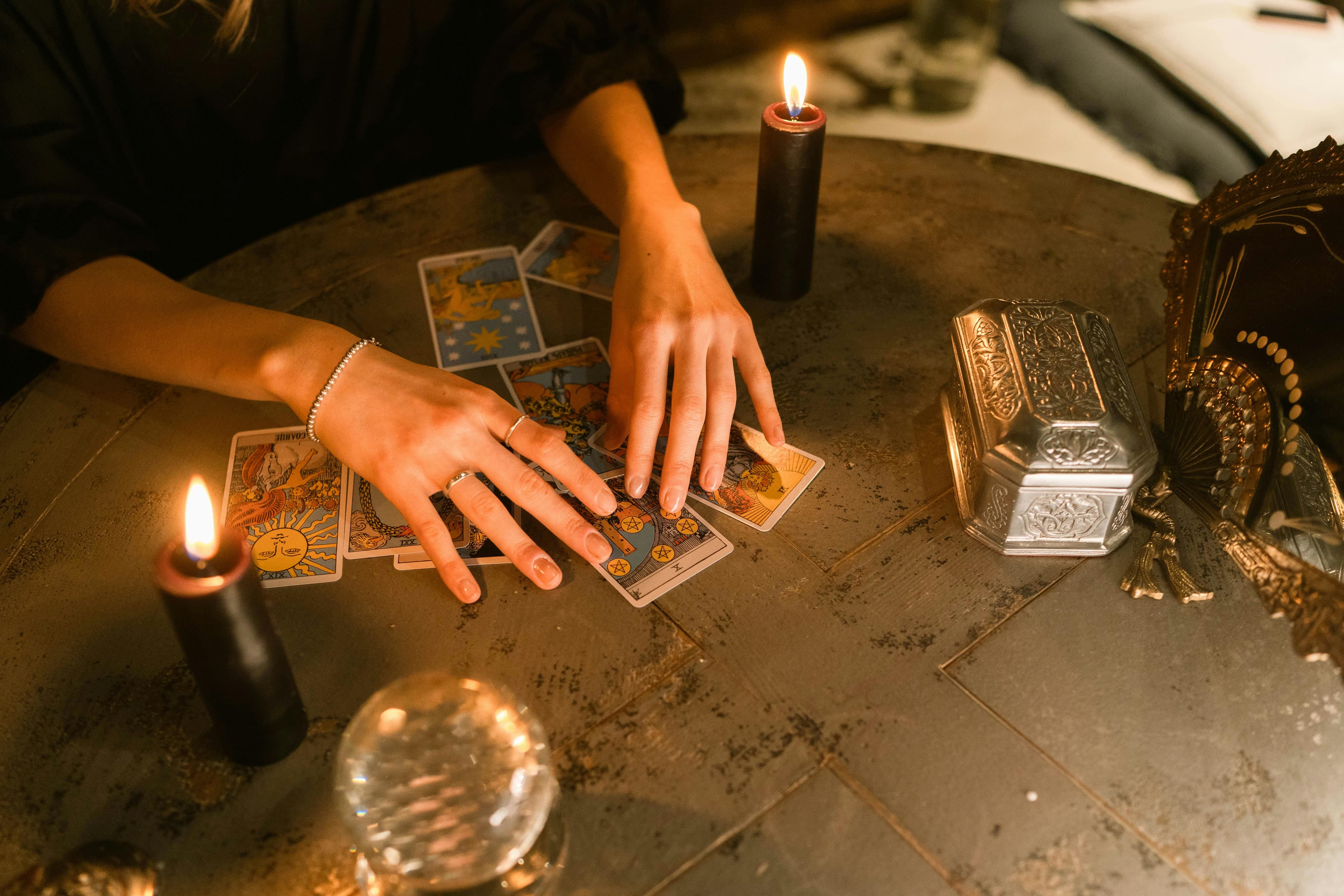 tarot reading being performed.